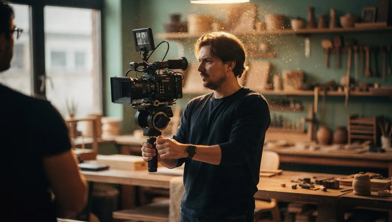 Videoproduktion mit Cinema-Kamera in einer Werkstatt